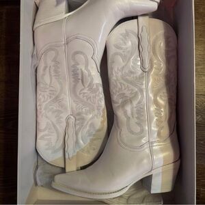 Jeffrey Campbell Cream Western Embroidered Leather Boots